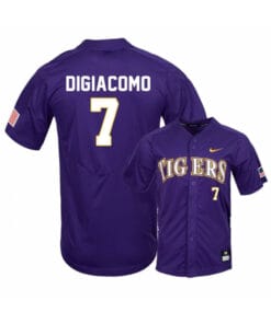 LSU Tigers 7 Giovanni DiGiacomo Purple Elite College Baseball Jersey