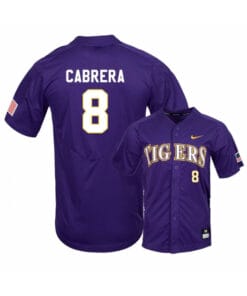 LSU Tigers 8 Daniel Cabrera Purple Elite College Baseball Jersey