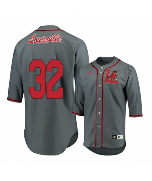 Louisville Cardinals 32 Henry Davis Gray Baseball Jersey