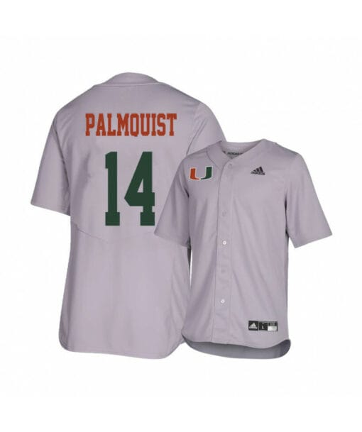 Miami Hurricanes 14 Carson Palmquist Gray College Baseball Jersey