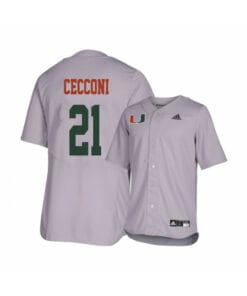 Miami Hurricanes 21 Slade Cecconi Gray College Baseball Jersey