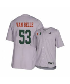 Miami Hurricanes 53 Brian Van Belle Gray College Baseball Jersey