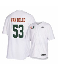 Miami Hurricanes 53 Brian Van Belle White College Baseball Jersey