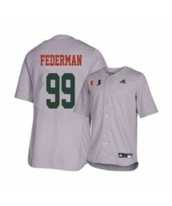Miami Hurricanes 99 Daniel Federman Gray College Baseball Jersey