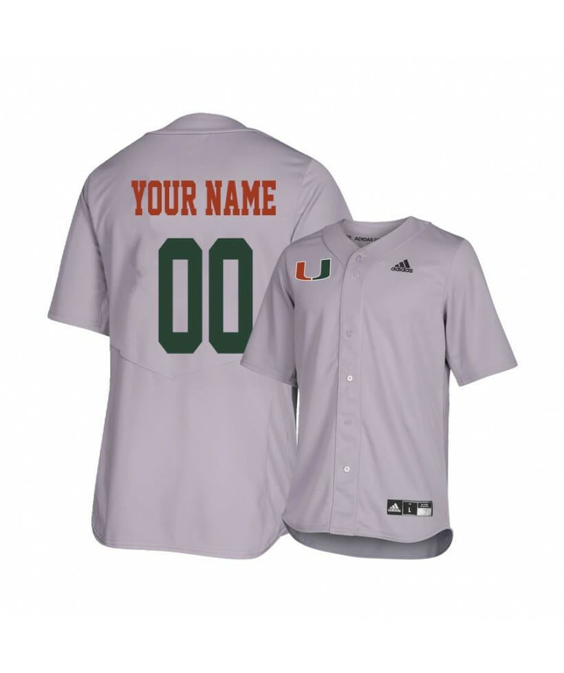 Miami Hurricanes Gray Custom Name and Number College Baseball Jersey
