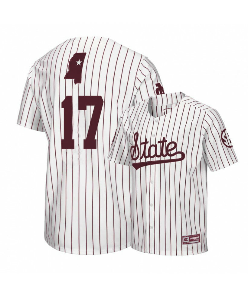 Mississippi State Bulldogs 17 Justin Foscue White Baseball Jersey