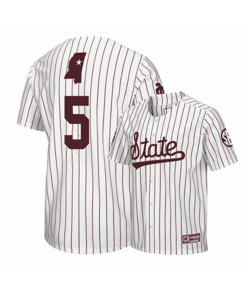 Mississippi State Bulldogs 5 Tanner Allen White Baseball Jersey