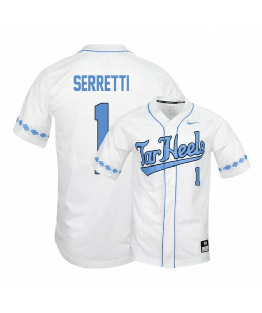 North Carolina Tar Heels 1 Danny Serretti White Elite Baseball Jersey
