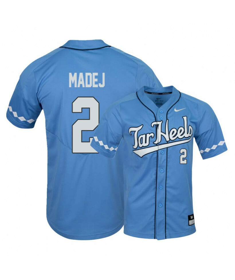North Carolina Tar Heels 2 Mikey Madej Blue Elite Baseball Jersey