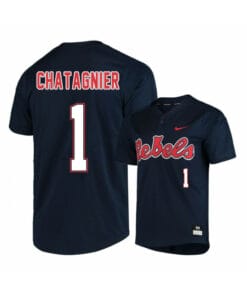 Ole Miss Rebels 1 Peyton Chatagnier Black College Baseball Jersey