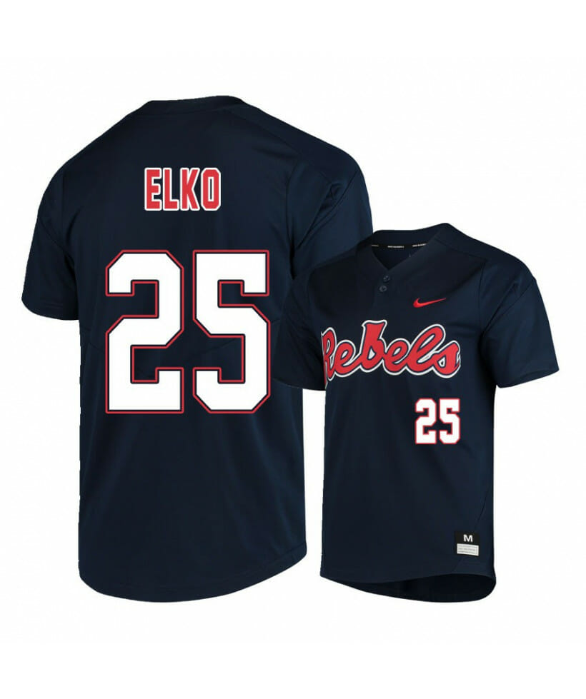 Ole Miss Rebels 25 Tim Elko Black College Baseball Jersey