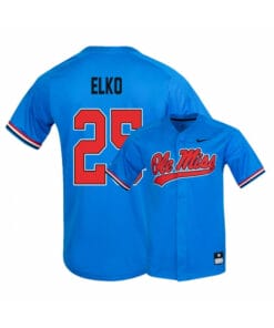Ole Miss Rebels 25 Tim Elko Blue College Baseball Jersey