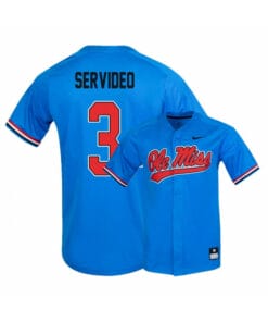 Ole Miss Rebels 3 Anthony Servideo Blue College Baseball Jersey