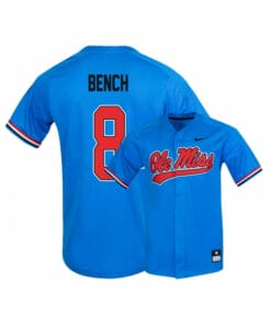Ole Miss Rebels 8 Justin Bench Blue College Baseball Jersey
