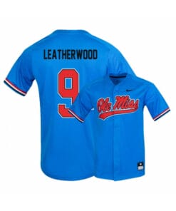 Ole Miss Rebels 9 Hayden Leatherwood Blue College Baseball Jersey