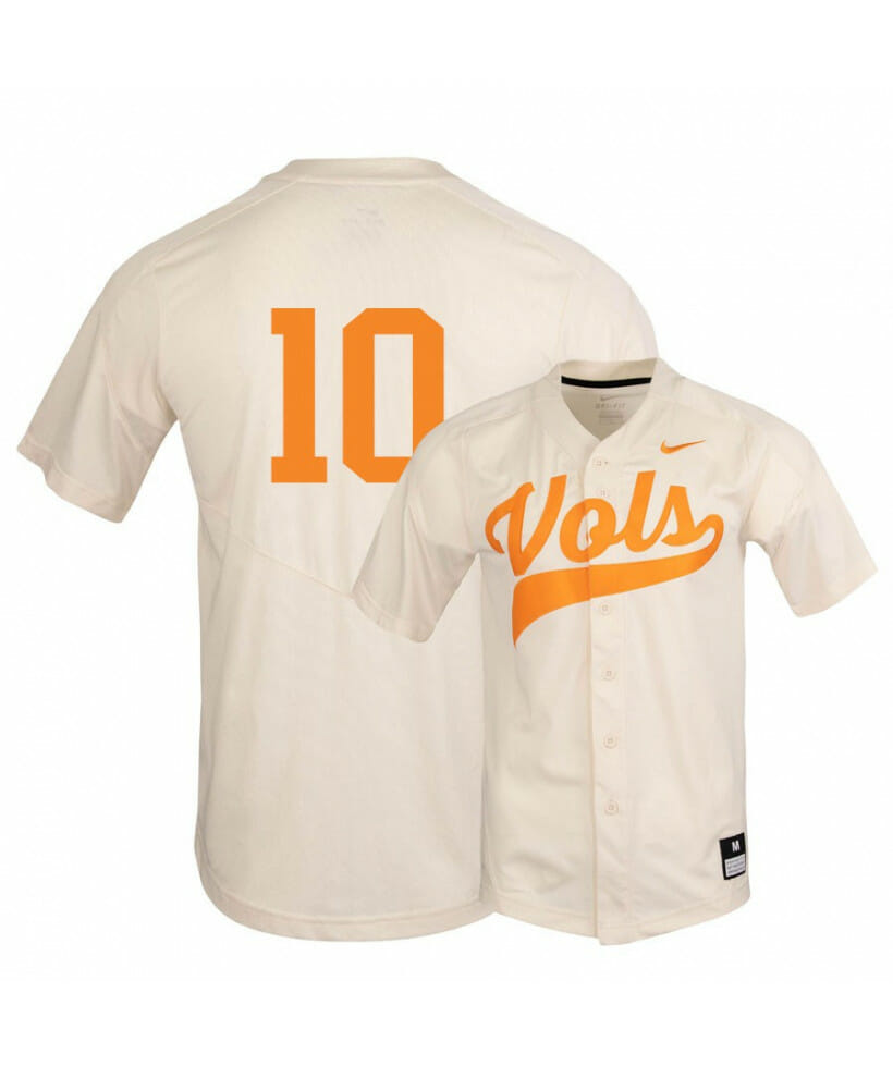 Tennessee Volunteers 10 Pete Derkay Elite White Baseball Jersey