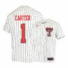 Texas Tech Red Raiders 1 Dillon Carter White College Baseball Jersey