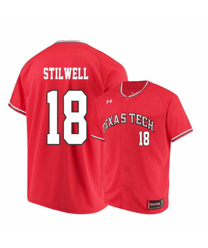 Texas Tech Red Raiders 18 Cole Stilwell Red College Baseball Jersey