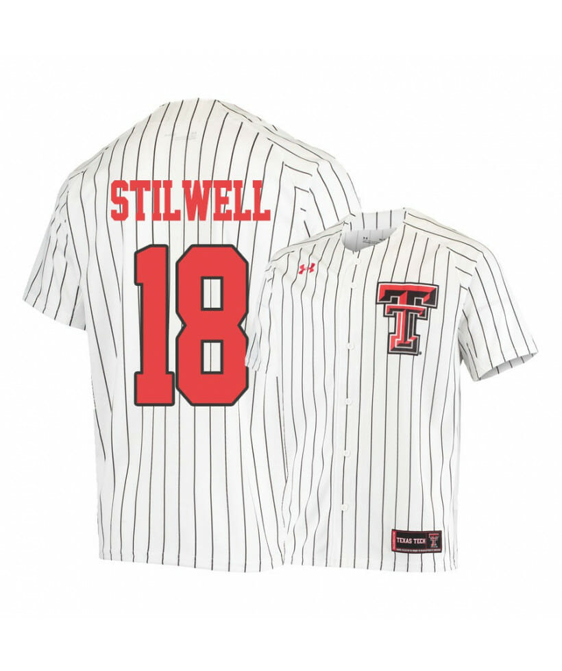 Texas Tech Red Raiders 18 Cole Stilwell White College Baseball Jersey