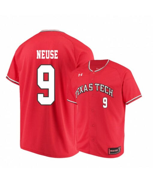 Texas Tech Red Raiders 9 Dylan Neuse Red College Baseball Jersey