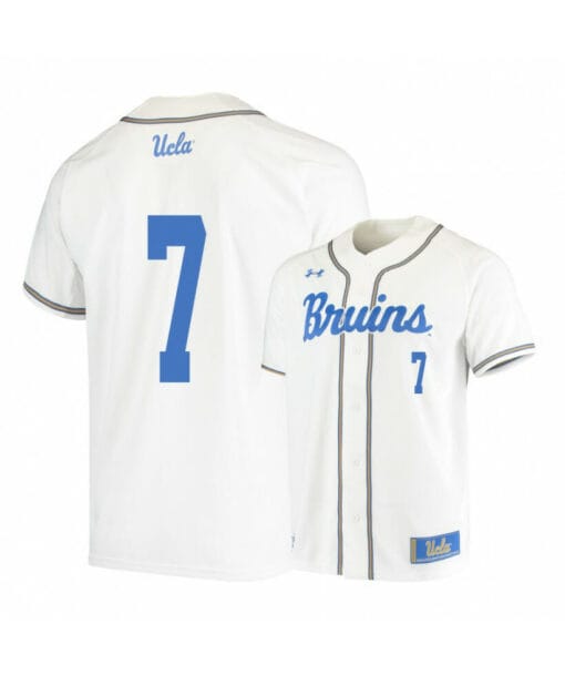 UCLA Bruins 7 JT Schwartz White College Baseball Jersey