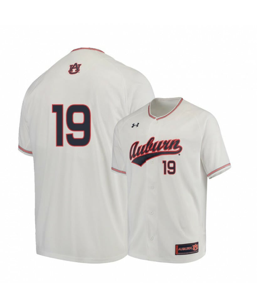 Under Armour Auburn Tigers 19 Brody Moore White Baseball Jersey