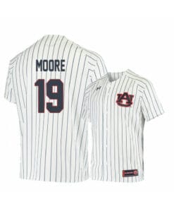 Under Armour Auburn Tigers 19 Brody Moore White Blue Baseball Jersey