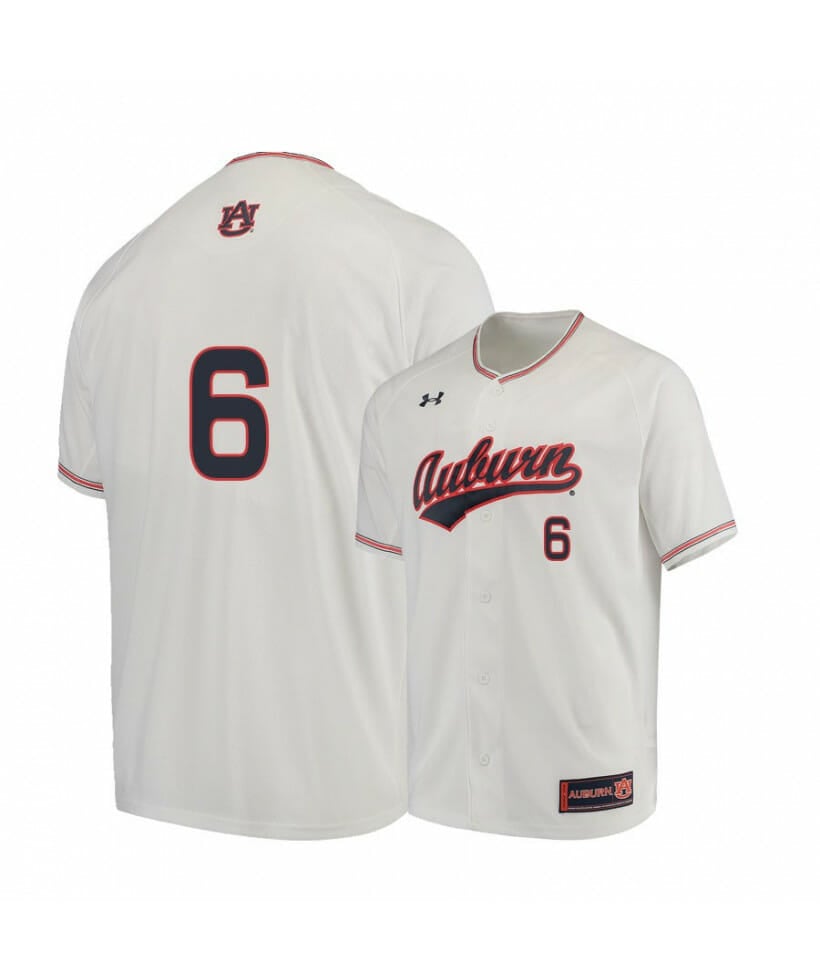Under Armour Auburn Tigers 6 Matt Scheffler White Baseball Jersey