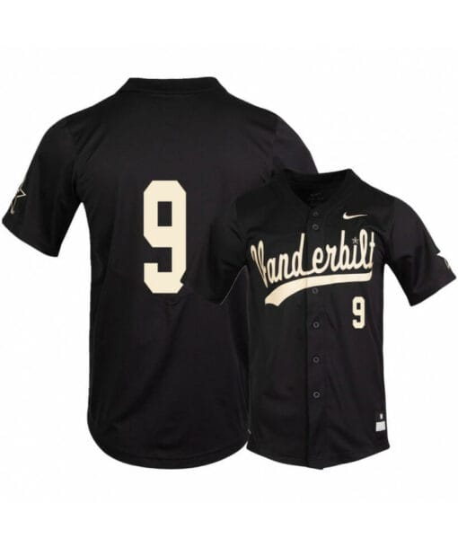 Vanderbilt Commodores 9 Carter Young Black College Baseball Jersey