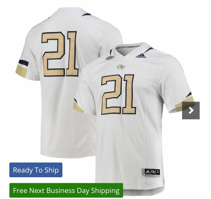 Custom Georgia Tech Football Jersey Name and Number NCAA White