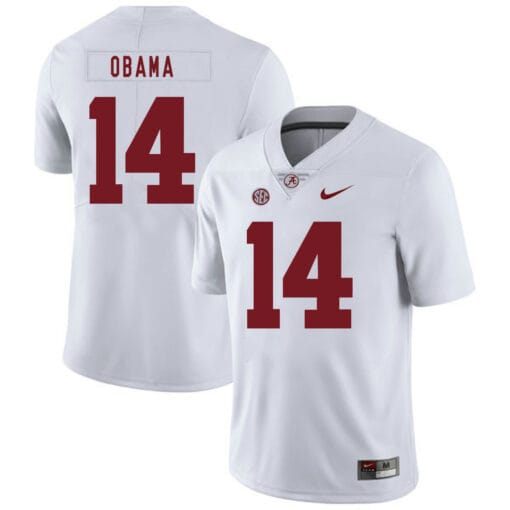 Alabama Crimson Tide #14 Barack Obama College Football Jersey White