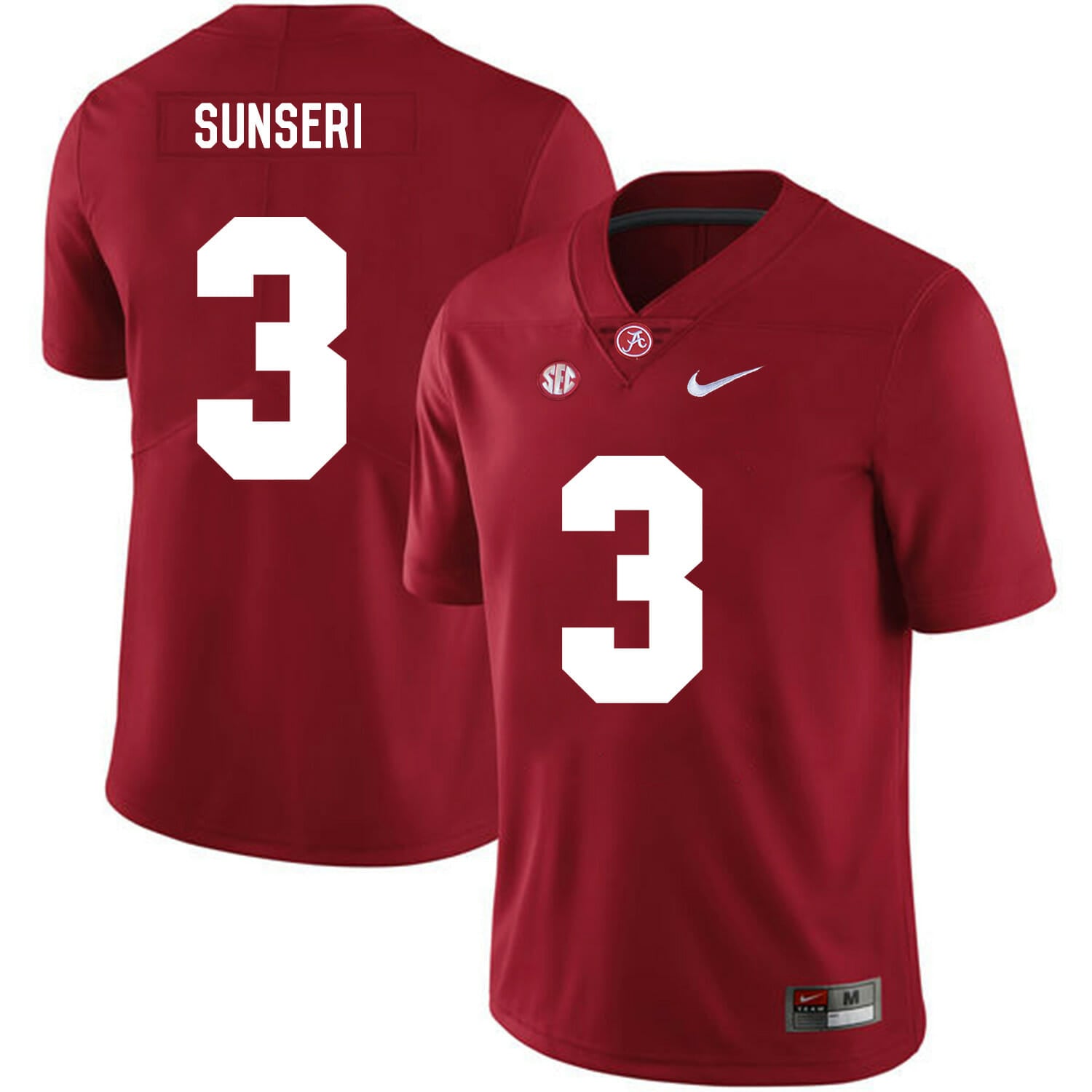 Alabama Crimson Tide #3 Vinnie Sunseri College Football Jersey Red