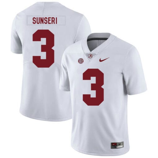 Alabama Crimson Tide #3 Vinnie Sunseri College Football Jersey White