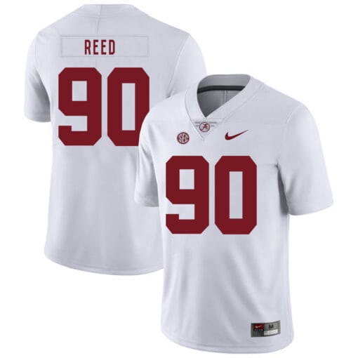 Alabama Crimson Tide #90 Jarran Reed College Football Jersey White