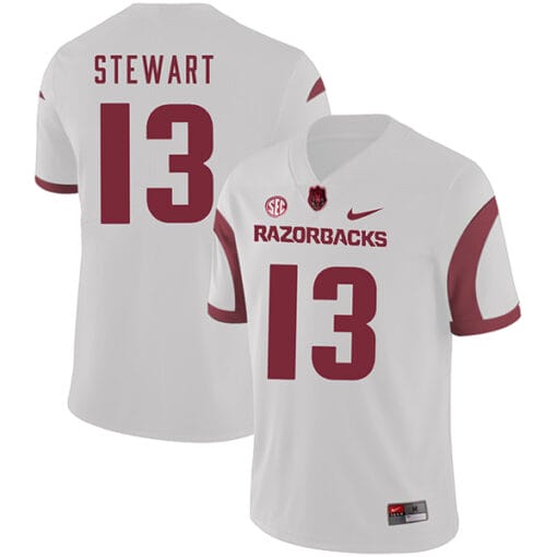 Arkansas Razorbacks #13 Deon Stewart College Football Jersey White