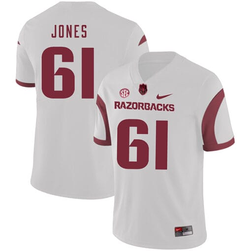 Arkansas Razorbacks #61 Jerry Jones College Football Jersey White
