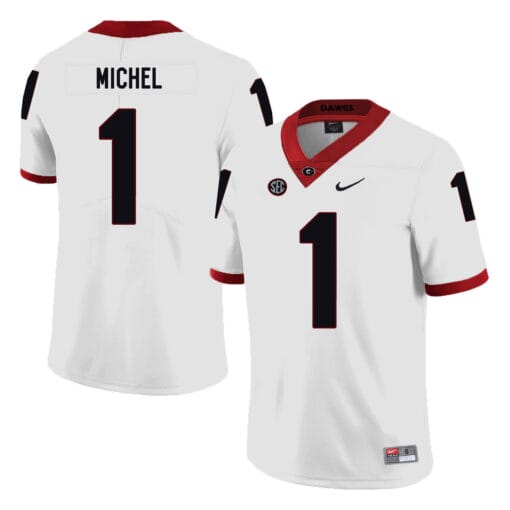 Georgia Bulldogs #1 Sony Michel NCAA College Football Jersey White