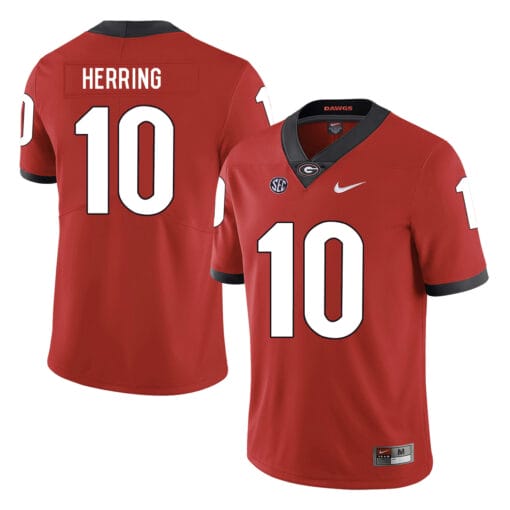 Georgia Bulldogs #10 Malik Herring College Football Jersey Red