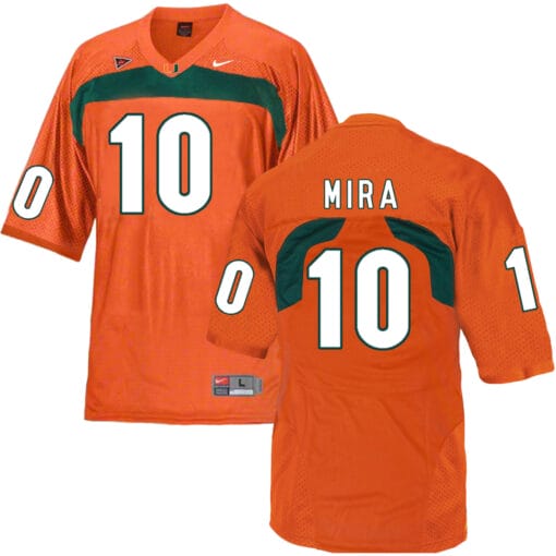 Miami Hurricanes #10 Mira NCAA College Football Jersey Orange