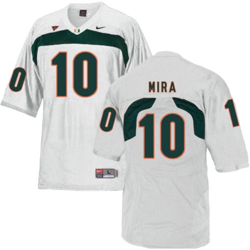 Miami Hurricanes #10 Mira NCAA College Football Jersey White