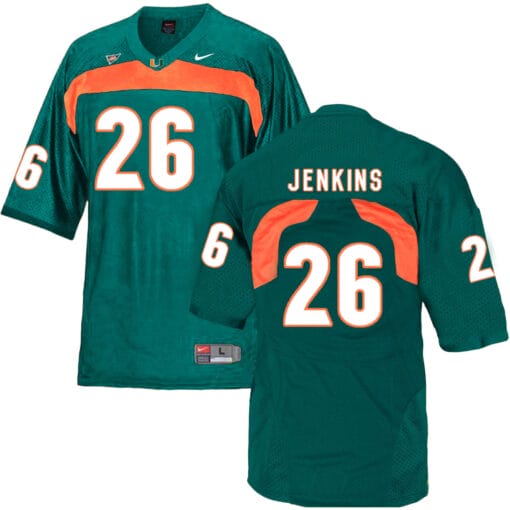 Miami Hurricanes #26 Jenkins NCAA College Football Jersey Green