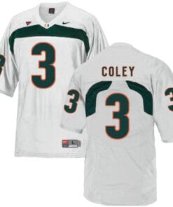 Miami Hurricanes #3 Coley NCAA College Football Jersey White