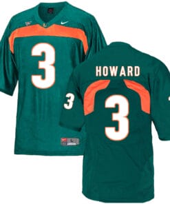 Miami Hurricanes #3 Howard NCAA College Football Jersey Green