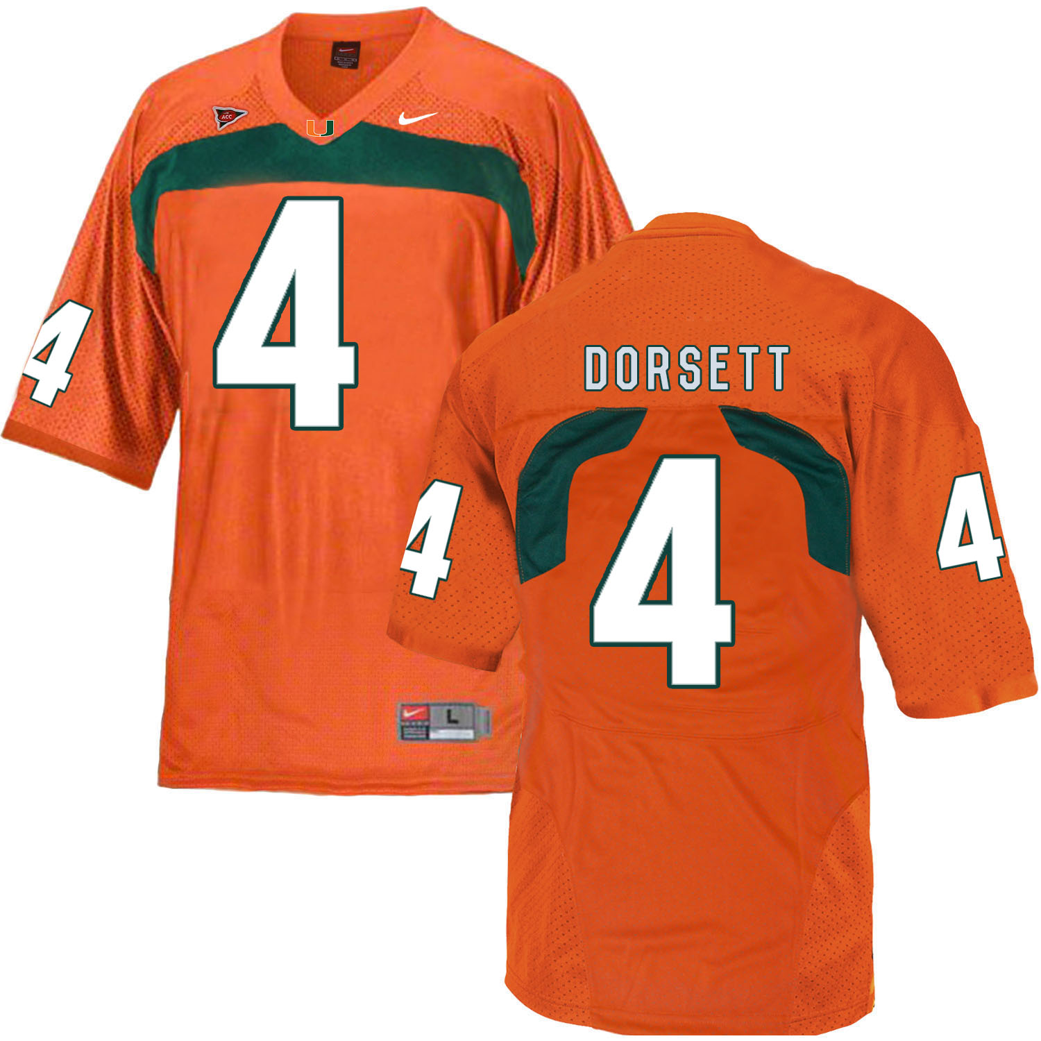 Miami Hurricanes #4 Dorsett NCAA College Football Jersey Orange