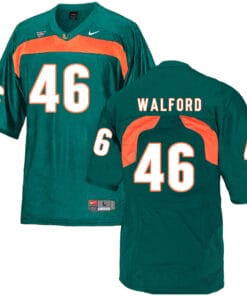 Miami Hurricanes #46 Walford NCAA College Football Jersey Green
