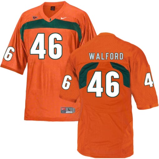 Miami Hurricanes #46 Walford NCAA College Football Jersey Orange