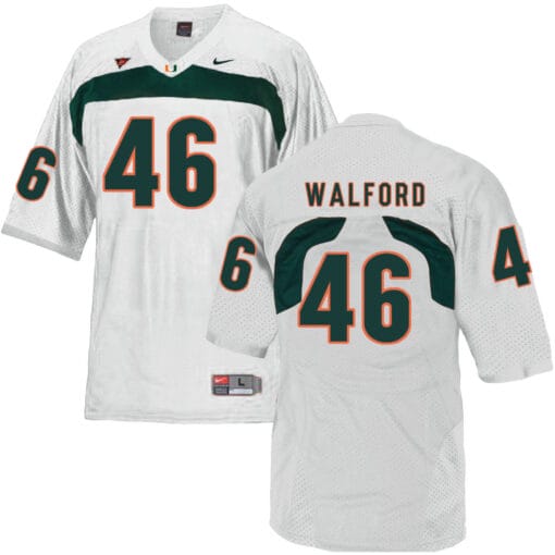 Miami Hurricanes #46 Walford NCAA College Football Jersey White