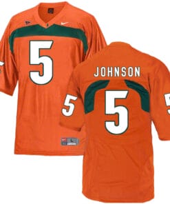 Miami Hurricanes #5 Johnson NCAA College Football Jersey Orange