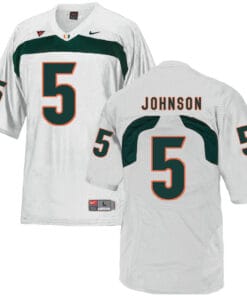 Miami Hurricanes #5 Johnson NCAA College Football Jersey White