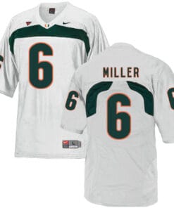 Miami Hurricanes #6 Miller NCAA College Football Jersey White